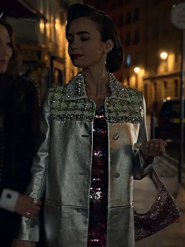 Emily In Paris S02 Lily Collins Silver Coat2025