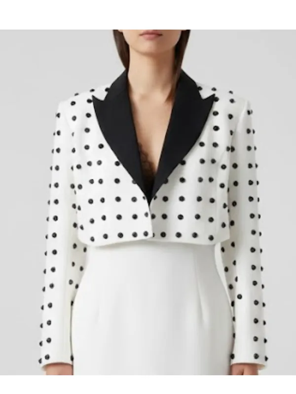 Emily In Paris Season 3Camille Razat White Studded Blazer