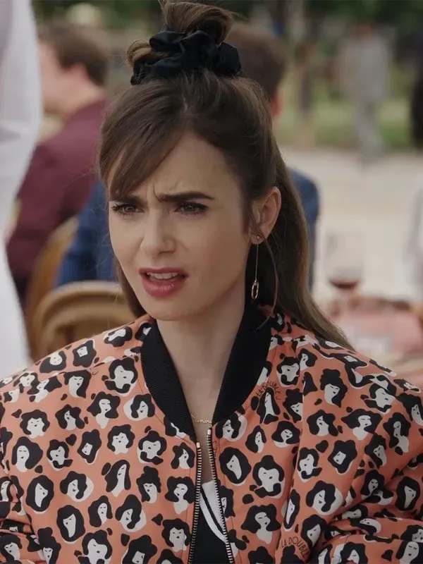 Emily In Paris season 3 Lily Collins Orange Bomber Jacket