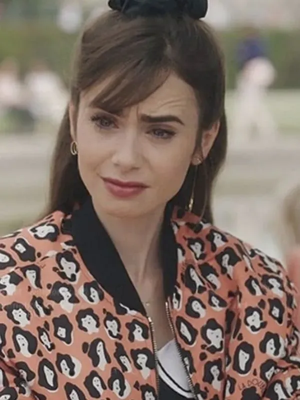 Emily In Paris season 3 Lily Collins OrangeBomber Jacket