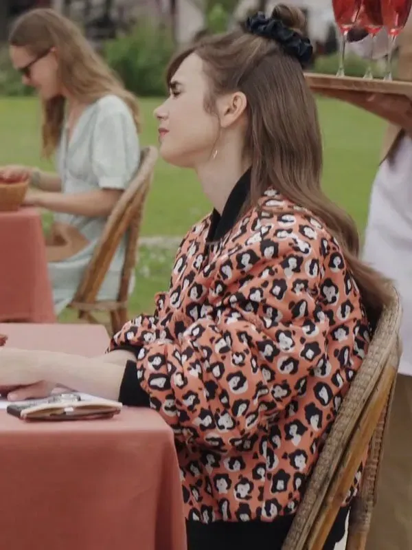 Emily In Paris season 3 Lily CollinsOrange Bomber Jacket