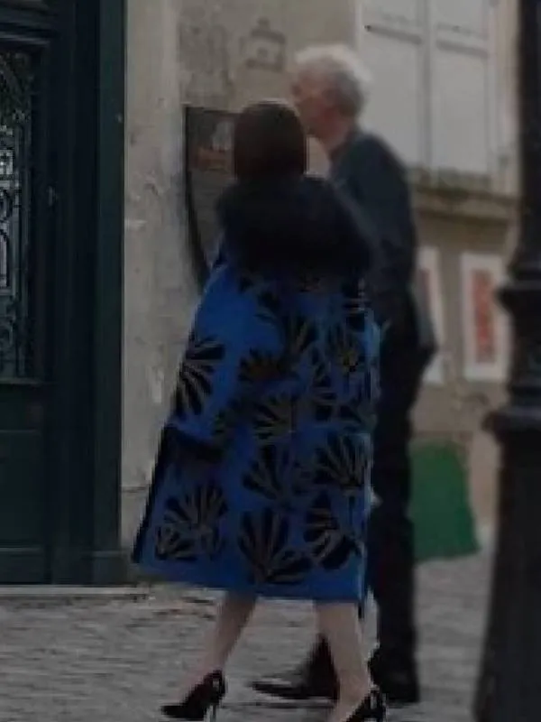 Emily in Paris S5 Lily Collins Blue PrintedCoat