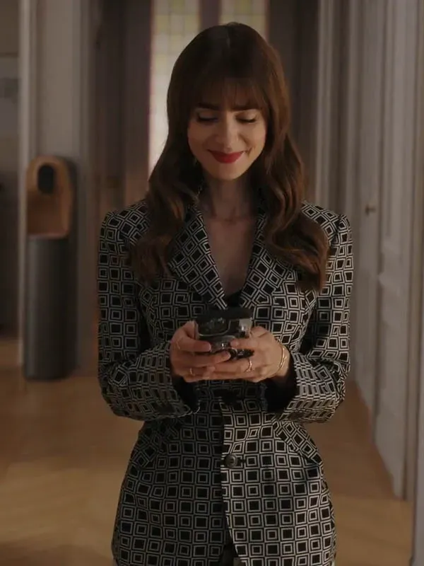 Emily in Paris Season 3 Lily Collins Black & Gray Blazer