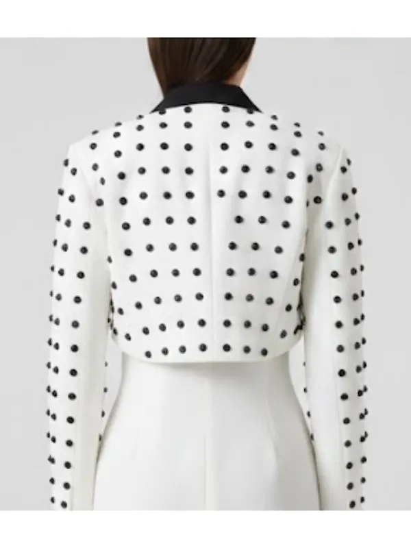 EmilyIn Paris Season 3 Camille Razat White Studded Blazer