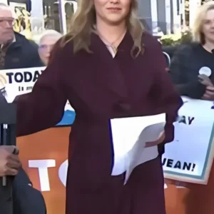 The Today Show Jenna Bush Hager Burgundy Wrap Coat