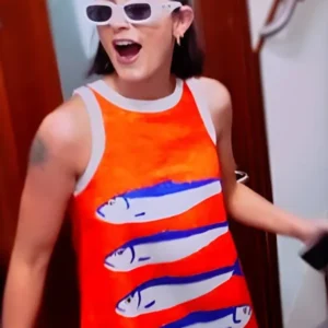Below Deck Mediterranean S10 Aesha Scott Orange Fish Print Dress