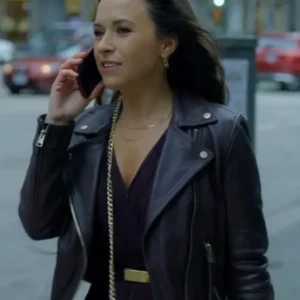 An Unexpected Valentine Lacey Chabert Black Leather Jacket