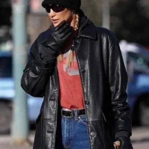 Bella Hadid Black Leather Jacket