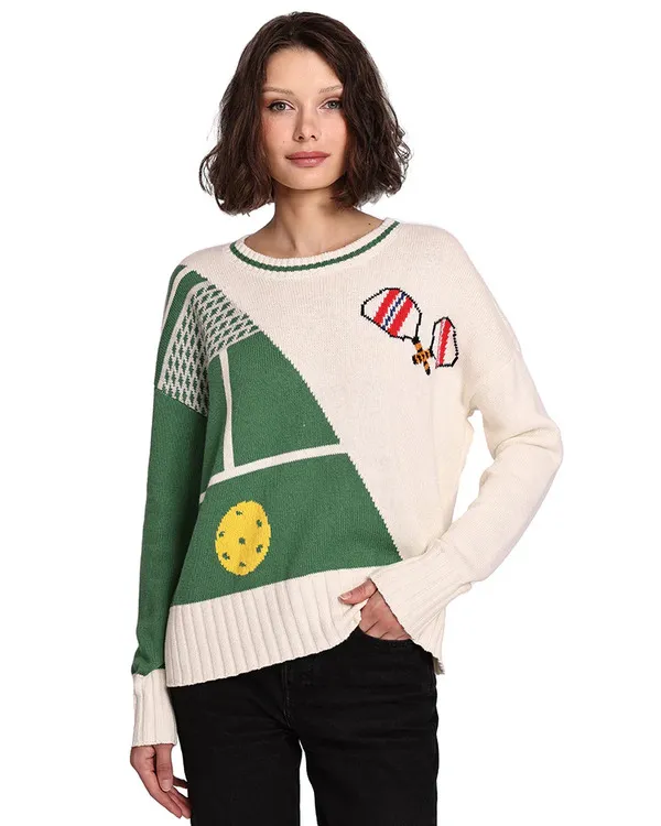Heather Headley TV Series Sweet Magnolias Season 4 Helen Decatur White And Green Pickleball Crew Sweater