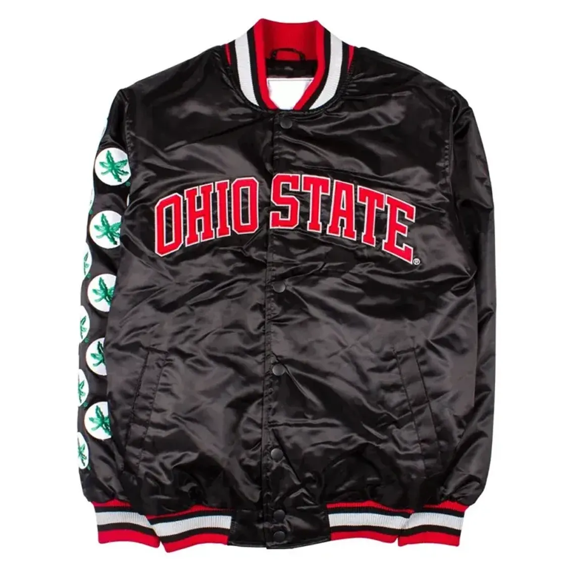 Ohio State Buckeyes Lebron James Satin Bomber Black Jacket