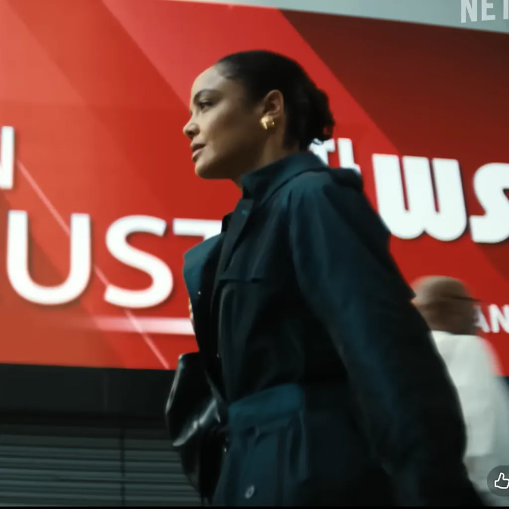 The His & Hers Tessa Thompson Anna Andrews Blue Coat