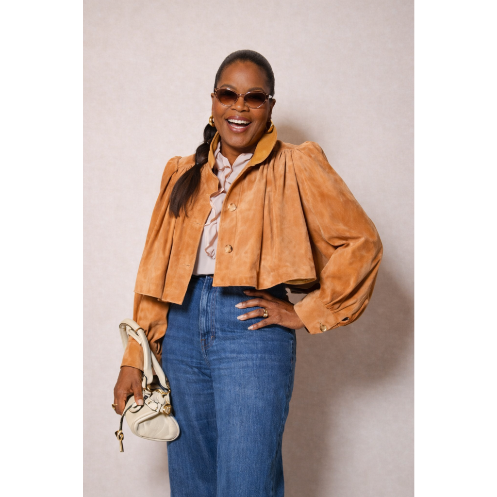 Paris Fashion Week 2026 Oprah Winfrey Suede Leather Jacket