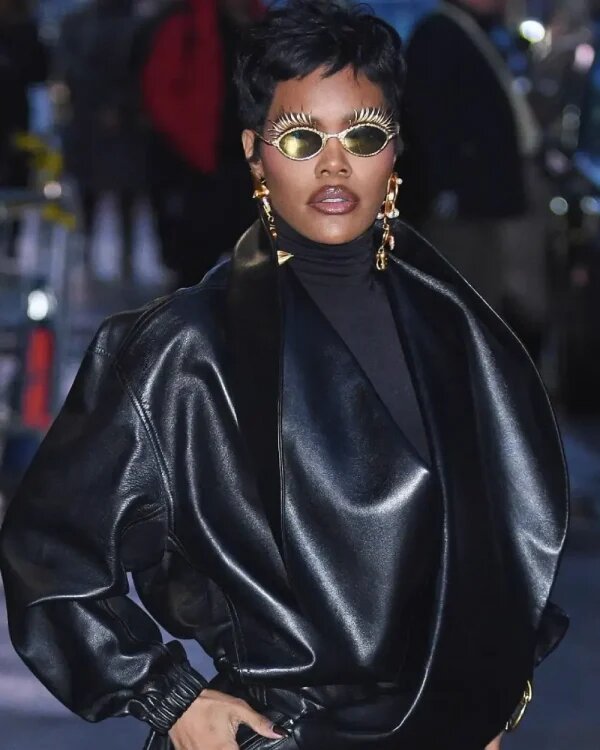 Teyana Taylor NYC 2026 Black Leather Jacket1