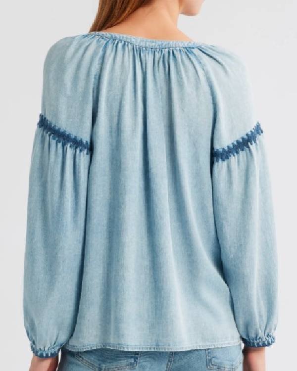 The Young and the Restless Sharon Newman Blue Embroidered Top2