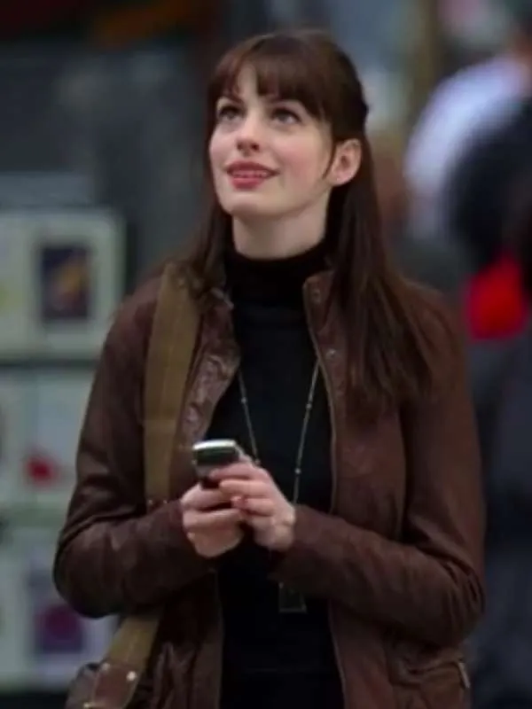 Anne Hathaway Brown Leather Jacket