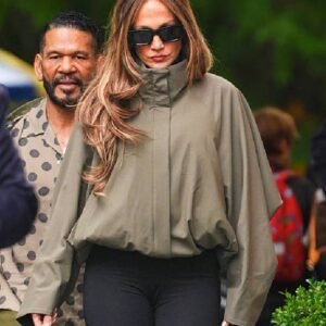 Jennifer-Lopez-NYC-Olive-Green-Draped-Jacket