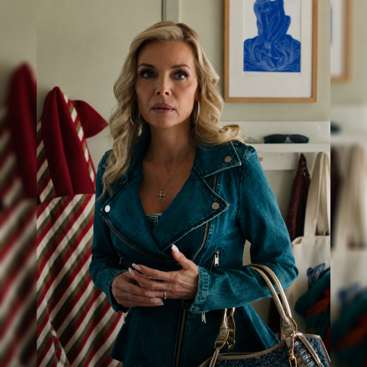 Michelle Pfeiffer Denim Peplum Jacket