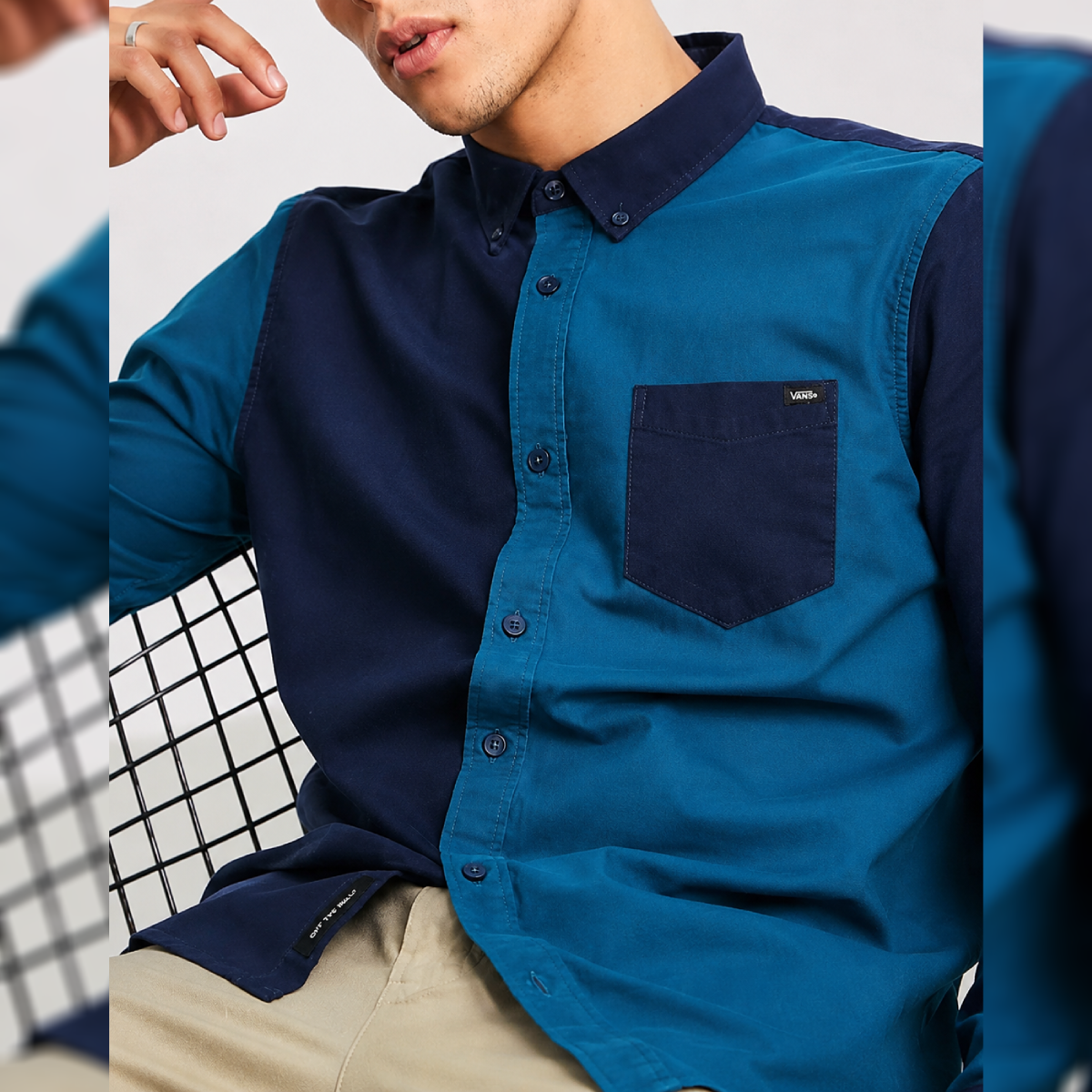 Nick Nelson Blue Color-Block Shirt