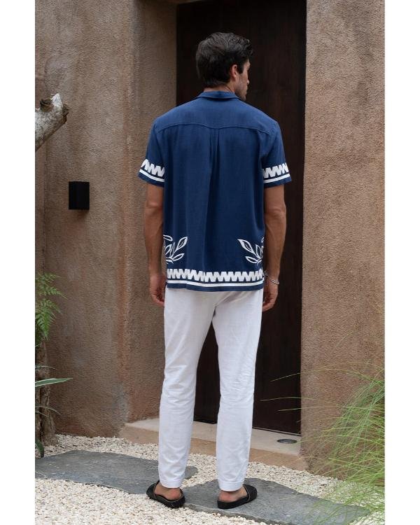 Perfect Match S04 Dave Hand Blue Floral Print Shirt - Image 4