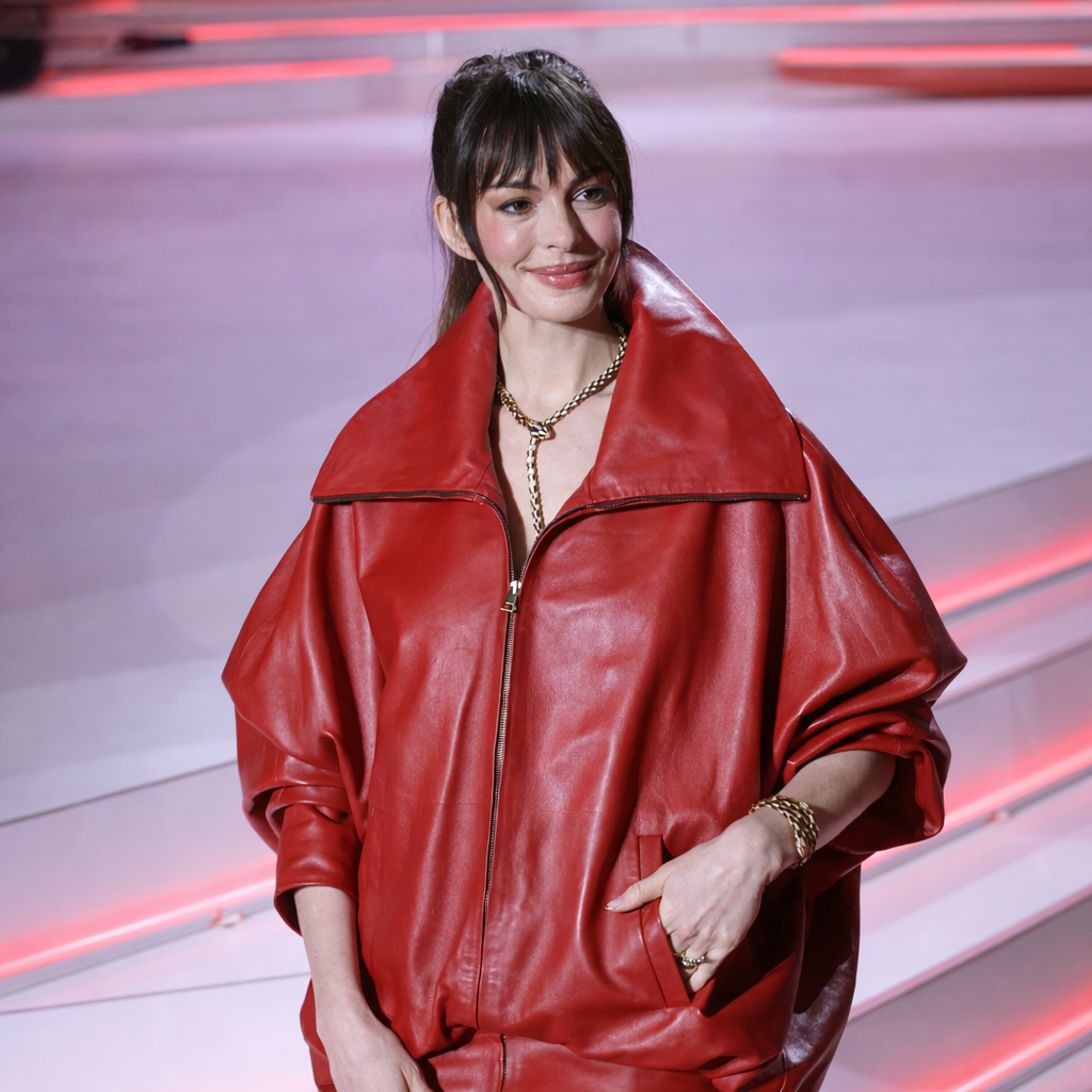 The Devil Wears Prada 2 Anne Hathaway Red Leather Jacket