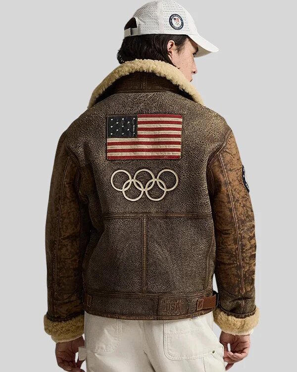 Olympics 2026 Usher Shearling Leather Jacket - Image 5