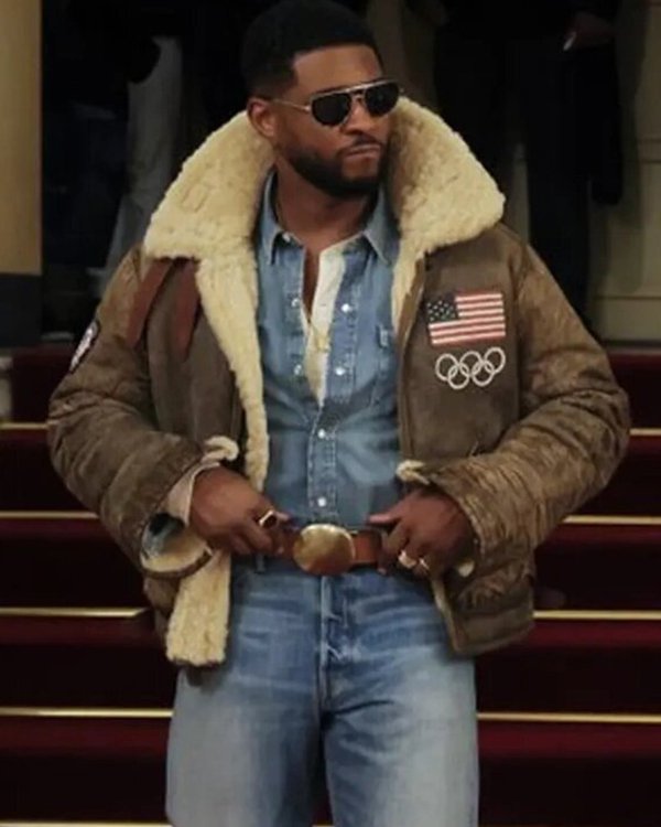 Olympics 2026 Usher Shearling Leather Jacket - Image 2