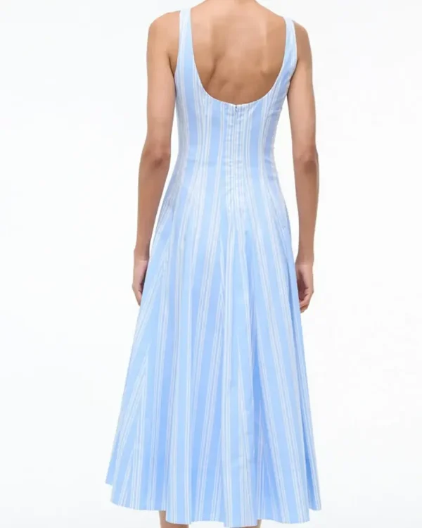 Taylor Swift NYC Pinstripe Blue Midi Dress - Image 3
